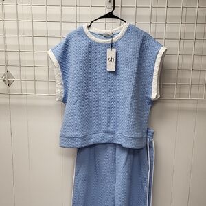 Nwt, Oh Light Blue Textured Knit Ensemble, 2XL
